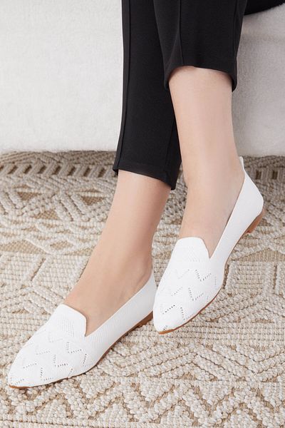 TOFİSA Women's White Ballerinas - 25202