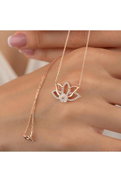 Gümüş Pazarım Lotus Çiçeği Kadın Gümüş Kolye