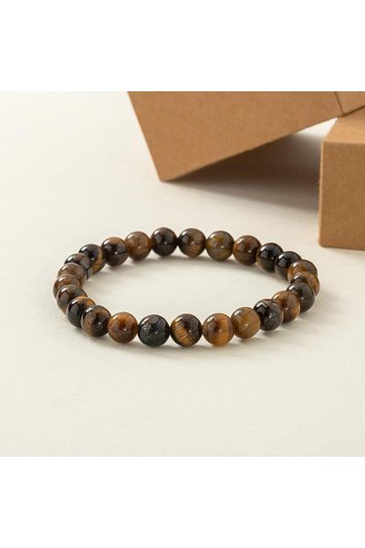 Gümüş Pazarım Tiger Eye Natural Stone Men's Bracelet