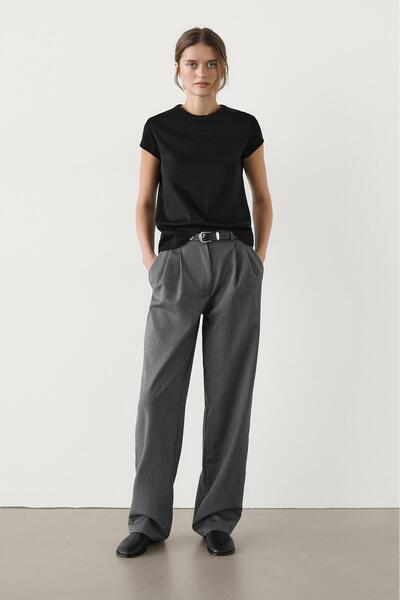 Massimo Dutti %100 merserize pamuklu kısa kollu t-shirt