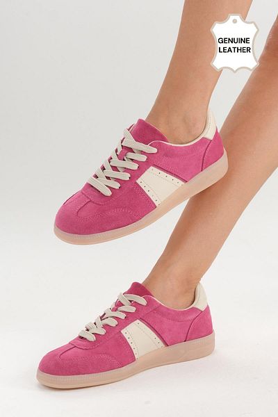 Mio Gusto Emilia Genuine Suede Fuchsia Color Women's Sports Shoes