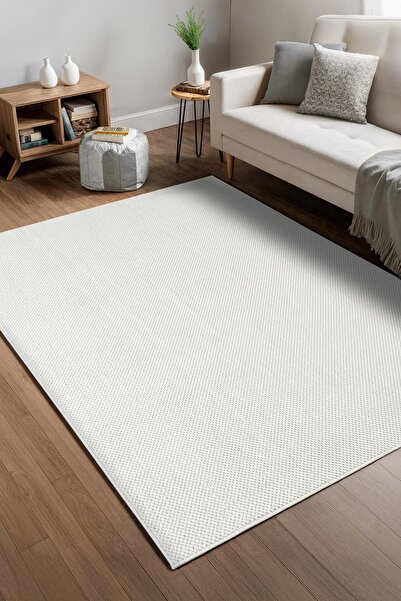 Cotto Home Petek Beyaz Yıkanabilir Kaymaz Taban Yumuşak Dokulu Peluş Kesme Ha...