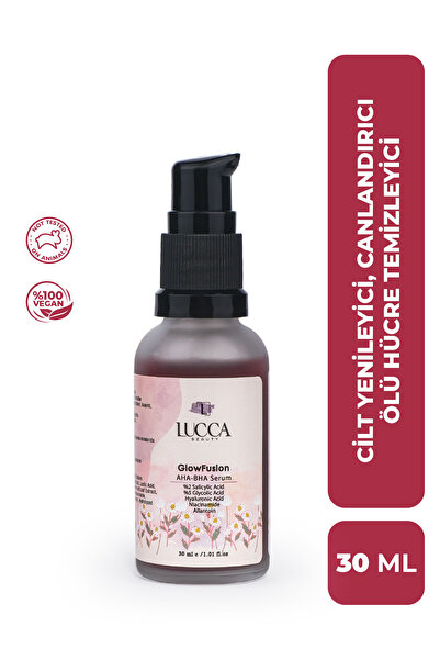 LUCCA BEAUTY GlowFusion AHA-BHA Serum 30 ml - Peeling Etkili , Hyaluronik Asi...