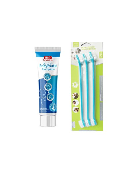 Pet Active Köpek Diş Macunu 100ml - Üçlü Diş Fırçası