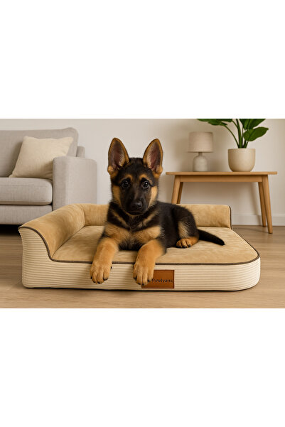 PAWİYANS Bolster-L Üst Kalite Köpek Yatağı Süngerli Sıvı Geçirmez Alezli. %10...