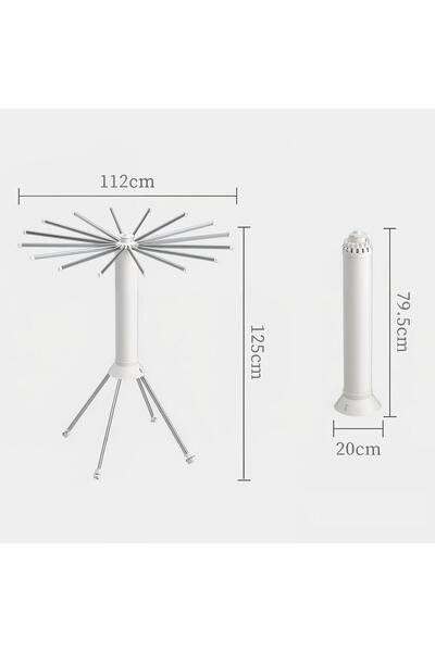 raf Κάθετο στεγνωτήριο ρούχων - Πτυσσόμενο 16 ράβδοι, 24 κλιπ, μεταλλικό, 125cm, περιστροφή 360 μοιρών, σε οποιονδήποτε χώρο