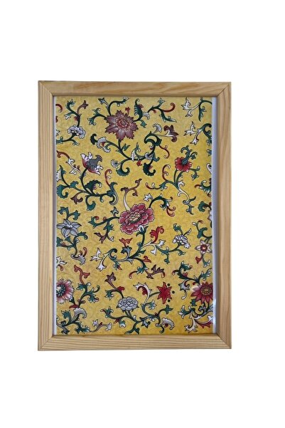 Vintage Çiçek Desenli Ahşap Çerçeveli Tablo