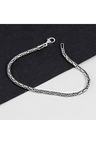 Gümüş Pazarım 925 Ayar Gümüş 3 Mm Erkek Kral Bileklik