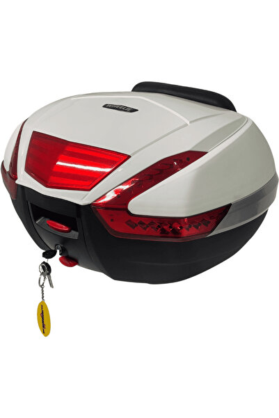XT68-W 48 Litre Motosiklet Arka Çanta Beyaz Su Geçirmez Tak Çıkart Özellikli ABS Top Case Üniversal