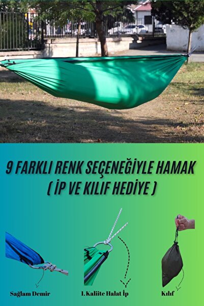 Med Online Kamp Piknik Hamağı Outdoor Su İtici Kumaş Katlanabilir Taşınabilir Kılıflı Bahçe Balkon Salıncak