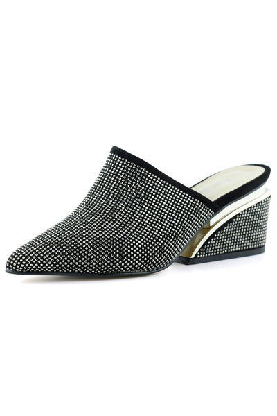Erkan Saçmacı Silvia Platinum Stone Metal Heel Detailed Evening Dress Slippers