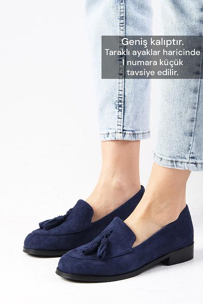 Mio Gusto Iris Navy Blue Color Suede Women's Oxford Daily Flat Shoes