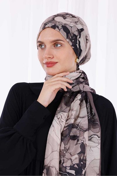 Freeista Dusty Brown Patterned Shawl Lina 25042507340