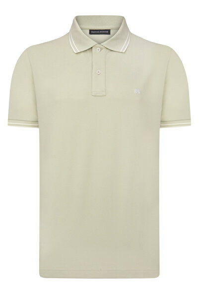 Basics&More Men's Green Polo Collar, Cool, Quick Dry, Cotton, Non-Curling Collar