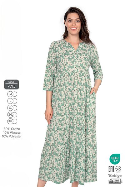 ROMEO LİFE Rochie lungă cu model din țesătură de bumbac pentru femei 7715