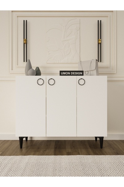 umondesign Roma 3 Kapaklı Ayakkabılık Raflı Çok Amaçlı Dolap Konsol