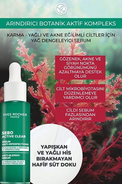 Yves Rocher Purifying Oil Balancing Serum-Xenic Acid&Zinc-Sebo Active Clear Botanical Complex-30 ml