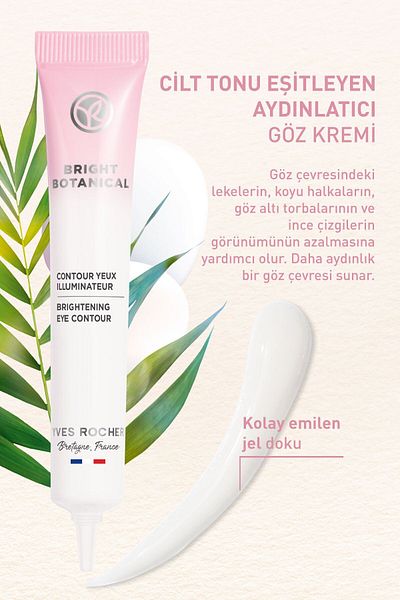 Yves Rocher Bright Botanical Anti-Blemish and Wrinkle Herbal Care - Hyaluronic Acid and Vitamin E Eye Cream 15ml