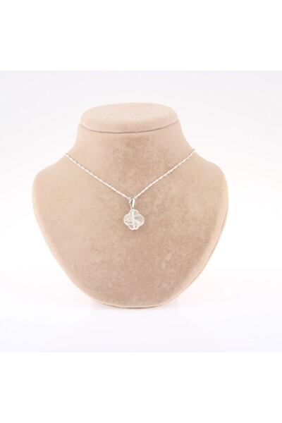 OSMANLI DEĞERLİ TAŞ Sertifikalı Kristal Kuvars Yonca Doğal Taş Kolye Ucu (gümüş Zincir Hediye) M339