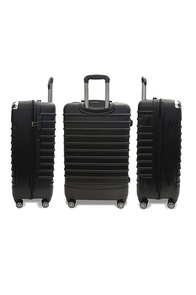 Rorik Set De 3 Trolere Din Policarbonat, S 55x35x20cm, M 65x40x25cm, L 77x45x30cm, Roți Duble 360°, Negru