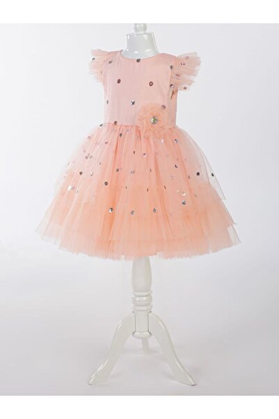 Cherrys Bebek 5501-PUANLI PAYETLİ ELBİSE