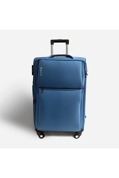 Rorik Troler textil, 70 L, M 69x43x25 cm, roți 360°, valiză cu mâner telescopic, albastru deschis