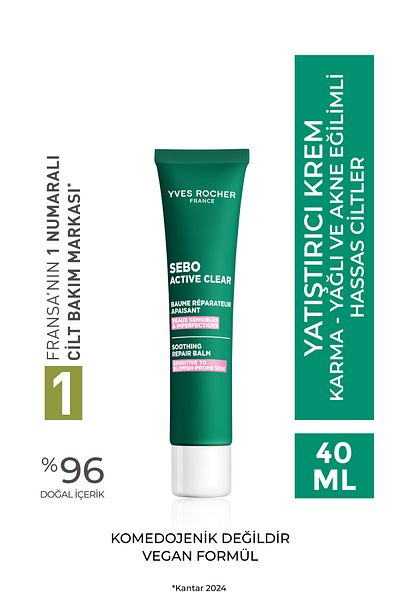 Yves Rocher Sensitive Skin Soothing Cream-Bisabolol & Allantoin & Aloe Vera-Sebo Active Clear Botanical Complex-40Ml
