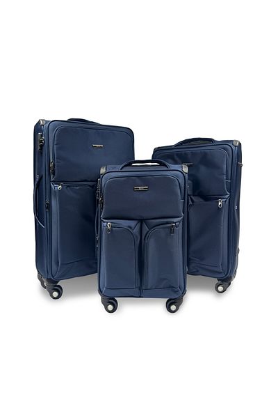 Rorik Set De 3 Trolere Textile, S 55x35x23 Cm, M 70x40x28 Cm, L 82x47x30 Cm, Roți 360°, Albastru