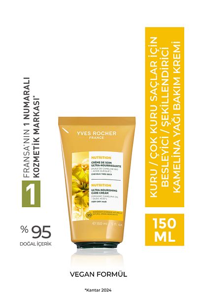 Yves Rocher Nourishing/Shaping Care Cream - Dry Very Dry Hair / Nutrition - Vegan -Leave-In-150Ml