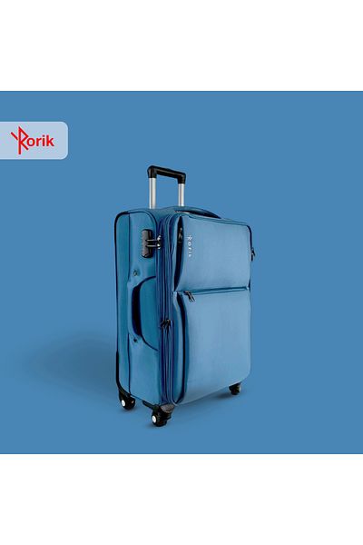 Rorik Troler textil, 70 L, M 69x43x25 cm, roți 360°, valiză cu mâner telescopic, albastru deschis