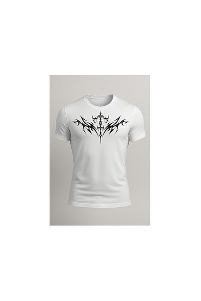 BLACKSAFE 100% Polyester Dtf Printed Sports T-Shirt - White Model 2