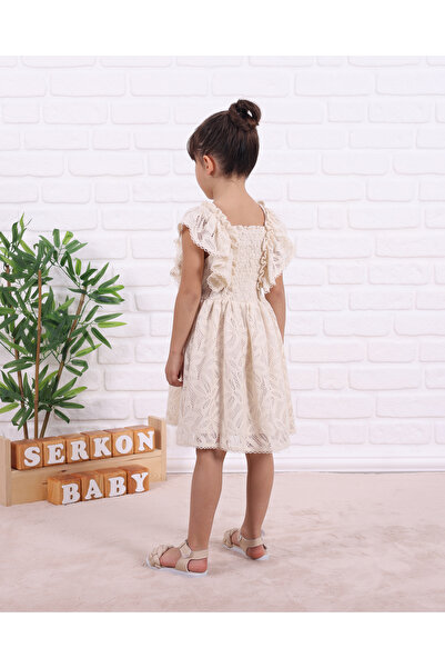 Serkon BABY Fisto Bow Detailed Lace Gipeli Dress