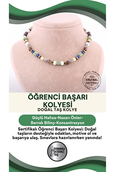 OSMANLI DEĞERLİ TAŞ Sertifikalı Sertifikalı Öğrenci Doğal Taş Başarı Kolye M232