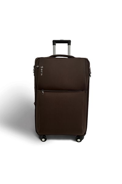 Rorik Troler textil, 70 L, M 69x43x25 cm, roți 360°, valiză cu mâner telescopic, maro