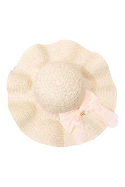 OEM Beige children's sun hat with bow