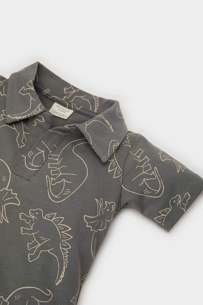 DeFacto Baby Boy Polo Collar Dinosaur Pattern Short Sleeve T-Shirt E4787A525Sm