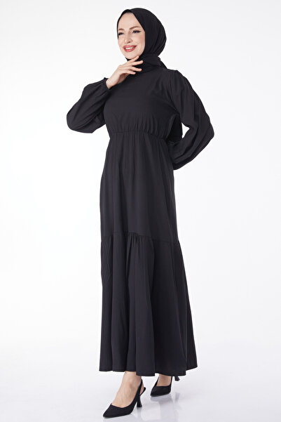 TOFİSA Beli Bağcıklı Elbise Siyah - 13144