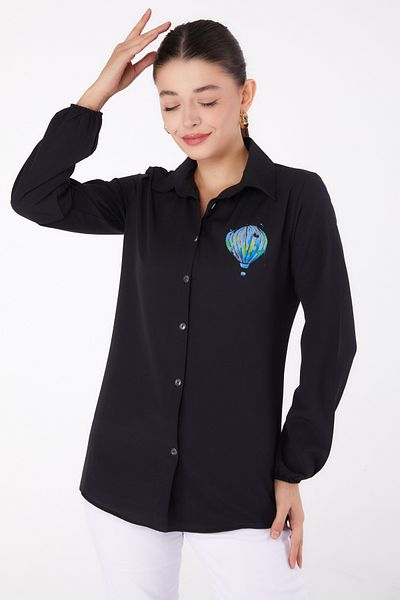 TOFİSA Printed Shirt Black - 13341