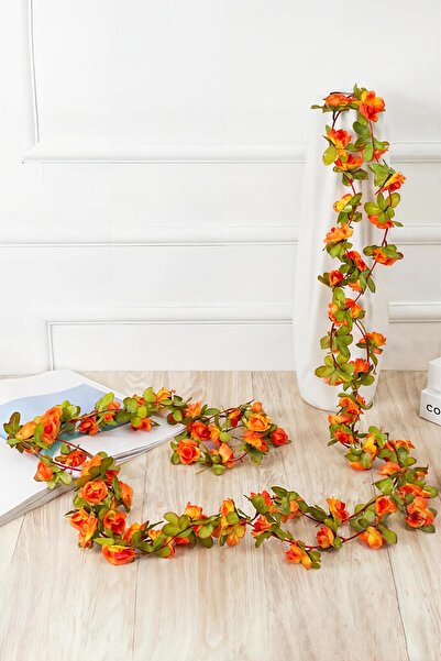 Buka Shops Orange Artificial Rose Ivy Flower