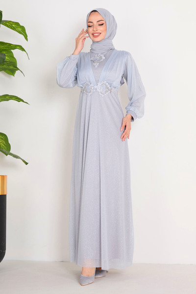 TOFİSA Večerní šaty šedé - 11365