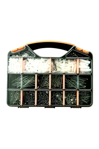 Becenhouse 1197 Parça 18 Çeşit Sunta Vidası,Dübel ,Pul,Çelik Çivi Seti,Bits U...