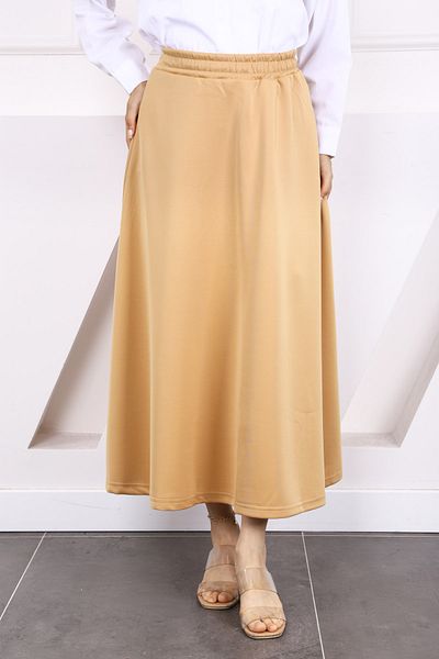 İmajButik Scuba Flared Skirt with Biscuit Waist Elastic