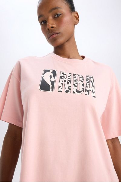 DeFacto Tricou cu mânecă scurtă DeFactoFit NBA Wordmark Oversize Wide Fit Crew D8801AX25SP