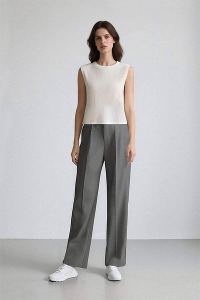 DeFacto Wide Leg Pencil Classic Palazzo Pants Wide Loose Leg Basic Plain Long Size High Waist with Pockets C2020Ax25