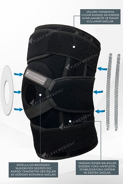 Flexy Medical Luxury Steel Ligament Supported Knee Brace Meniscus.Cross Ligament Athlete