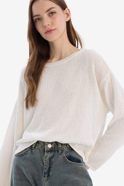DeFacto Regular Fit Boat Neck Basic Plain Knitwear Sweater E4679Ax25Sp