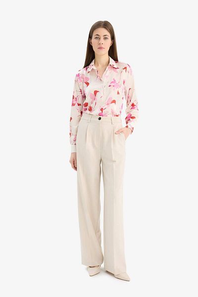 DeFacto Oversize Wide Fit Patterned Satin Long Sleeve Shirt T6892Az25Sp