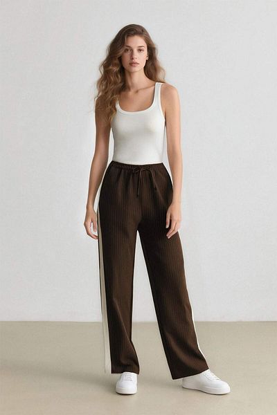 DeFacto Coool Wide Leg Striped Fabric Palazzo Pants Normal Waist E6102Ax25Sp