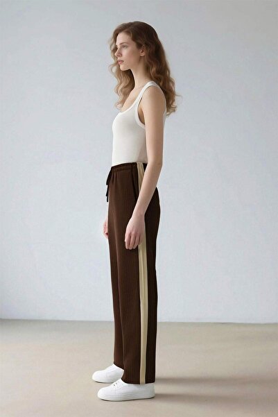 DeFacto Coool Wide Leg Çizgili Kumaş Palazzo Pantolon Normal Bel E6102AX25SP
