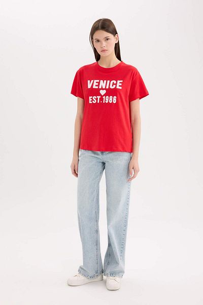 DeFacto Regular Fit Crew Neck Printed Short Sleeve T-Shirt D9604Ax25Sm